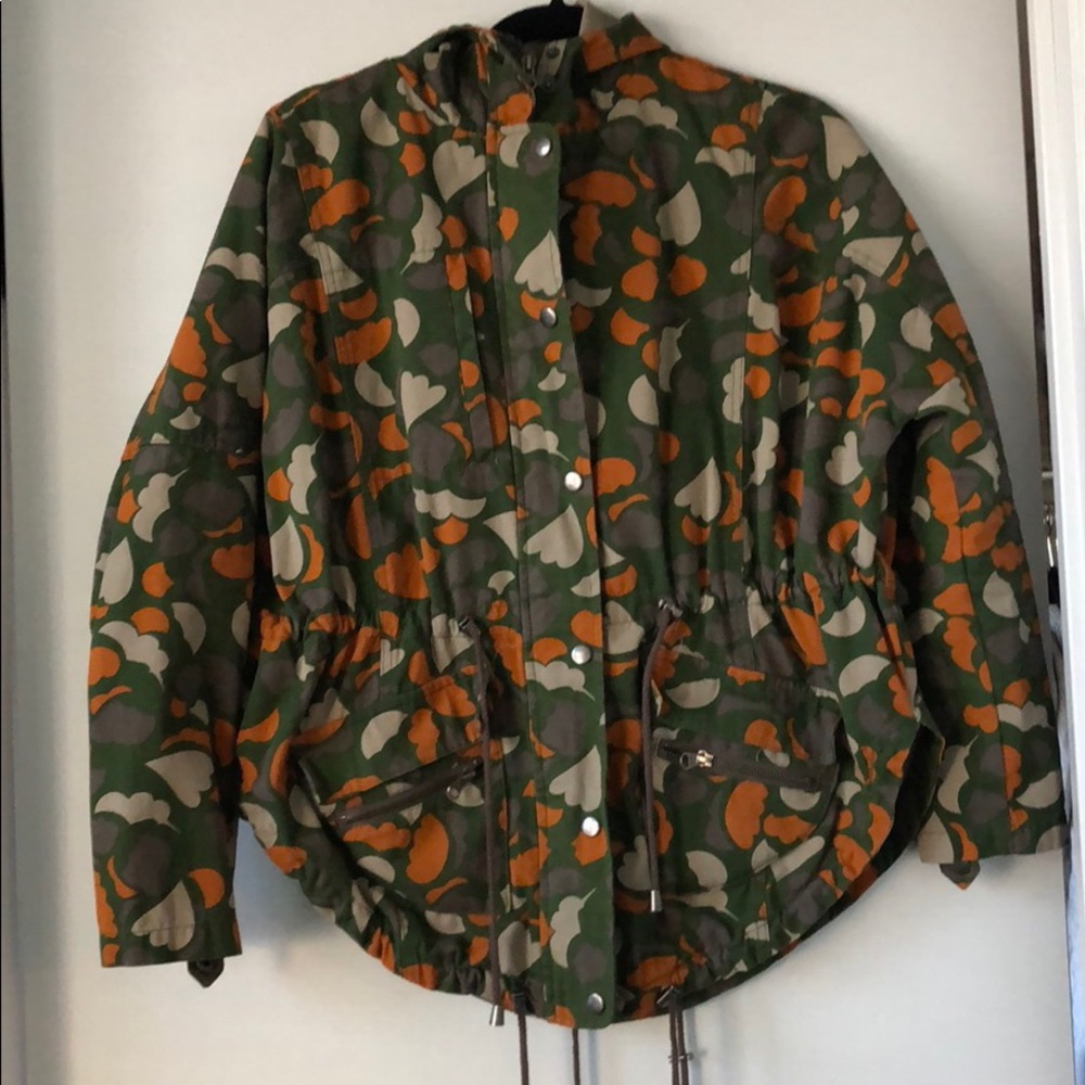 Orange, Tan, and Green Parka